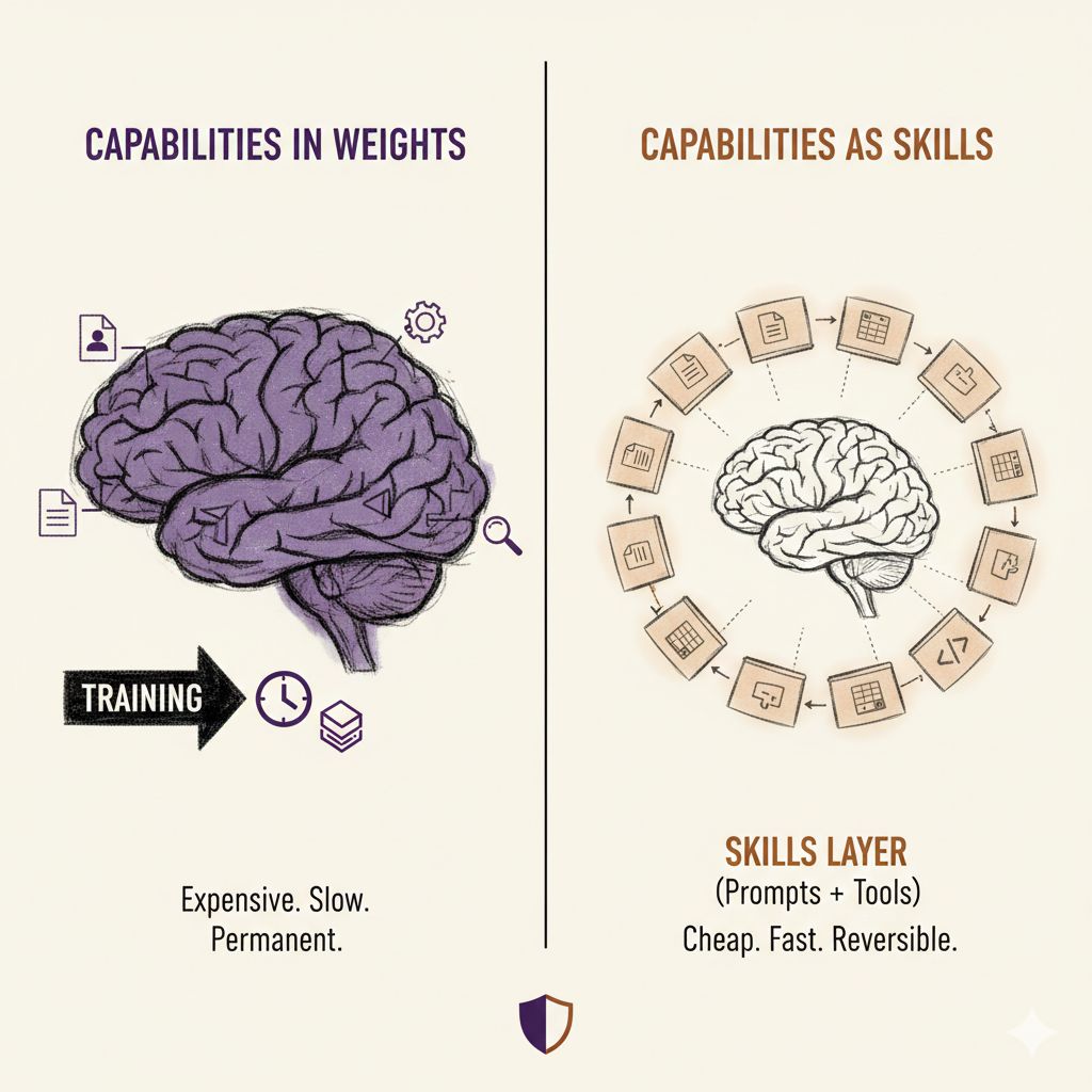 Capabilities in Weights vs Capabilities as Skills